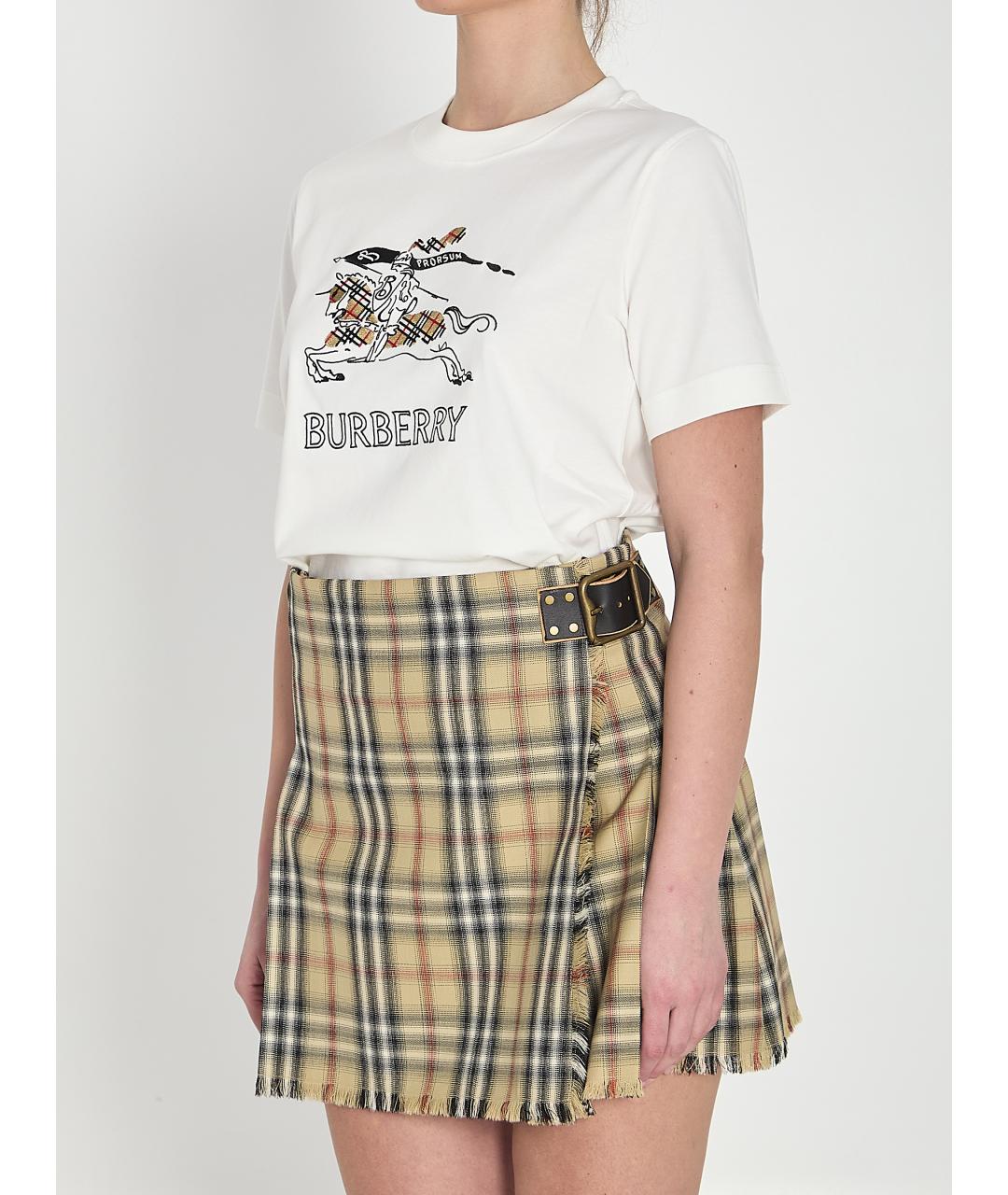 BURBERRY Белая хлопковая футболка, фото 3