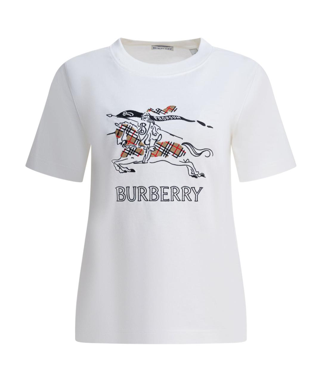 BURBERRY Белая хлопковая футболка, фото 1