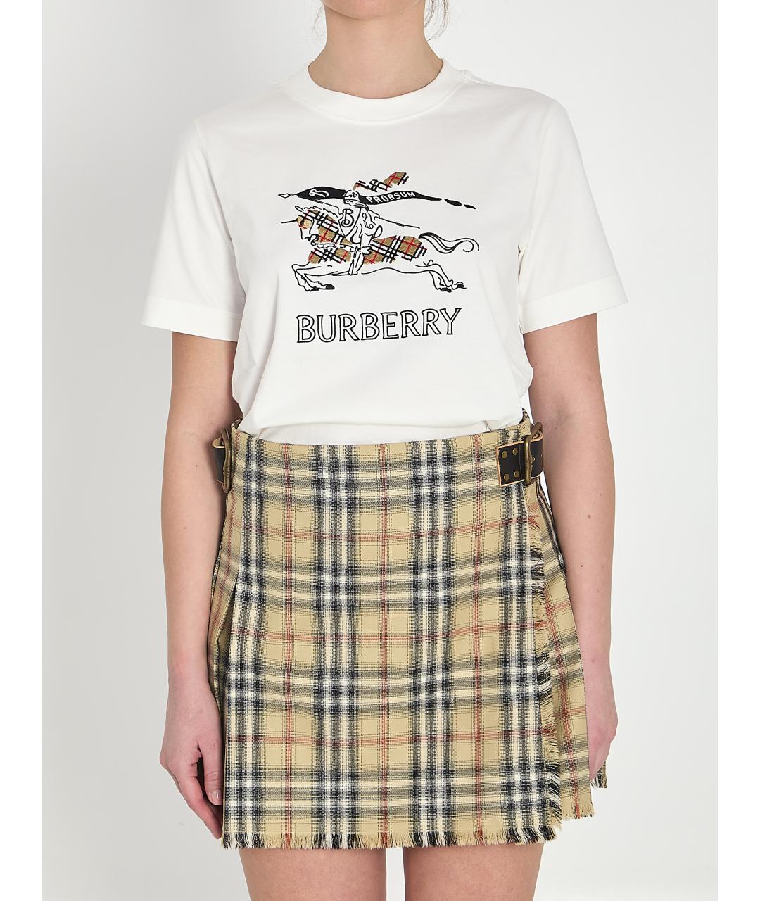 BURBERRY Белая хлопковая футболка, фото 2