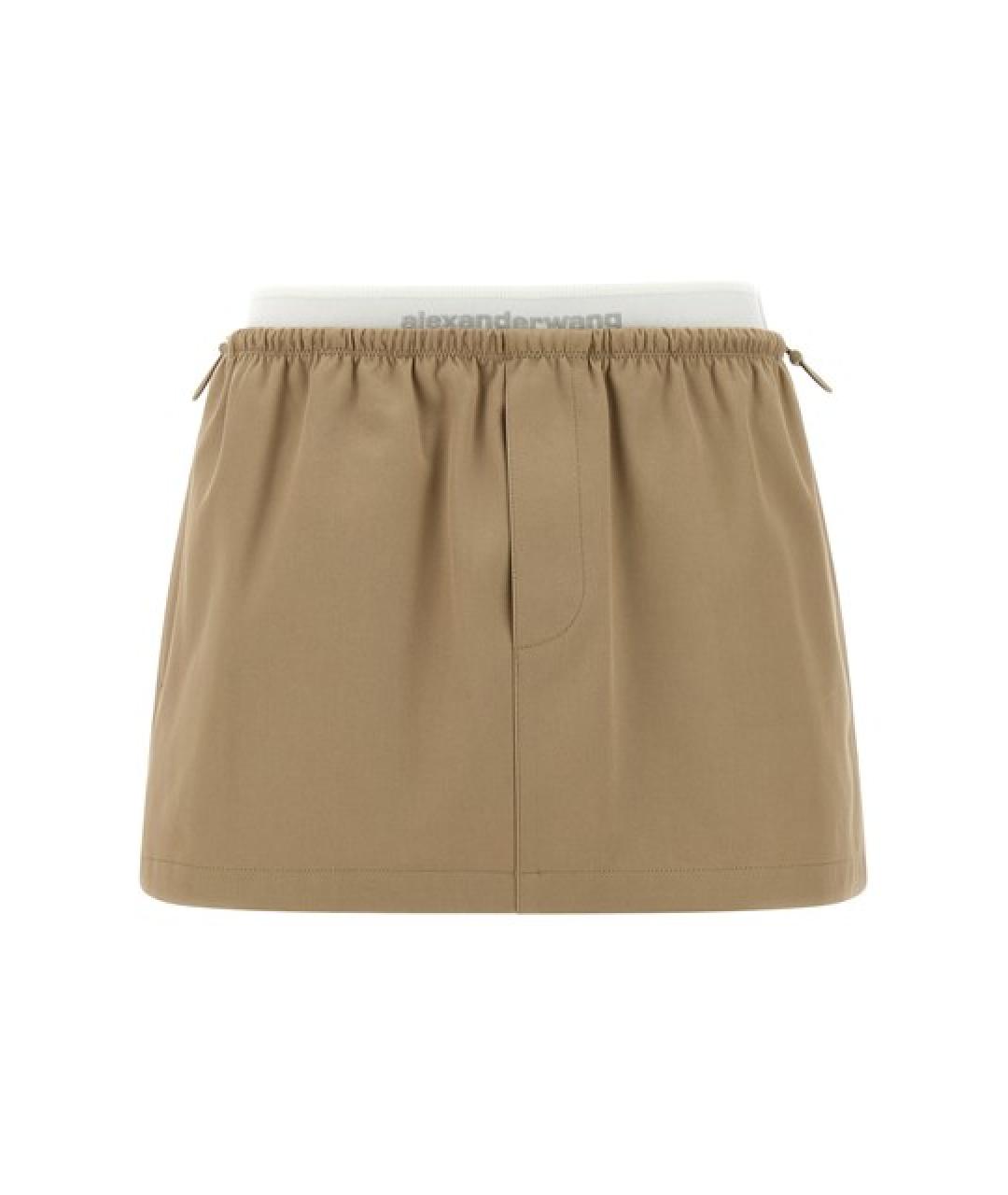 ALEXANDER WANG Коричневая хлопковая юбка мини, фото 1