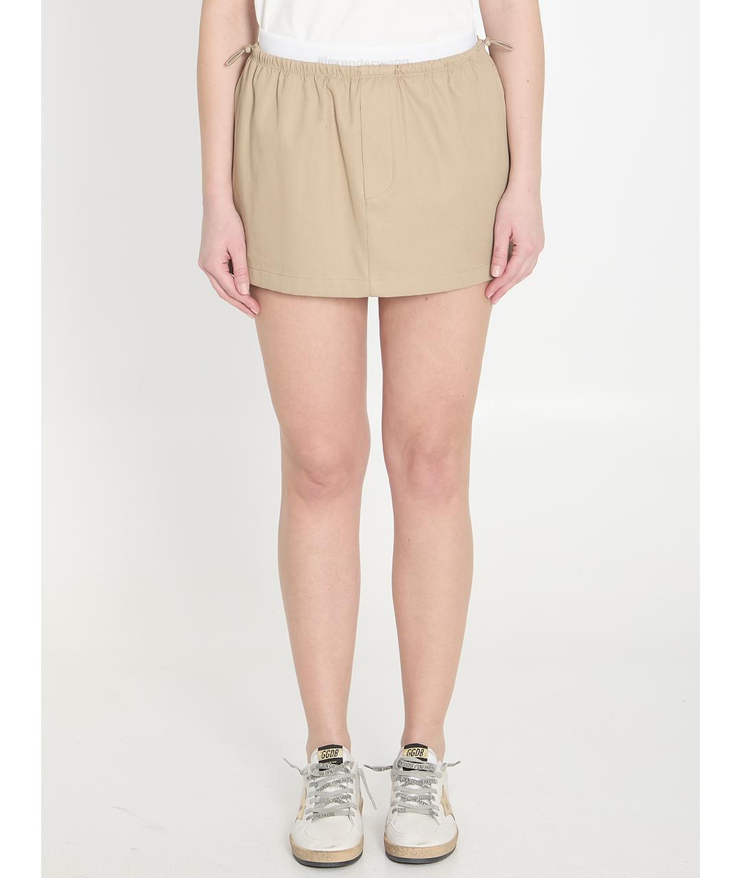 ALEXANDER WANG Коричневая хлопковая юбка мини, фото 2