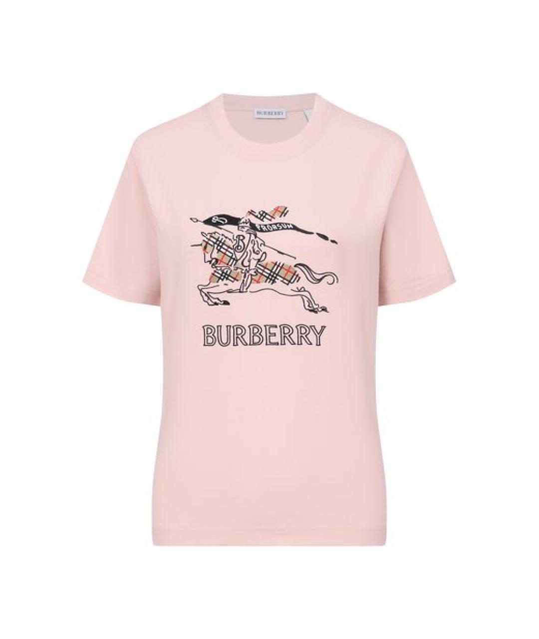 BURBERRY Розовая хлопковая футболка, фото 1