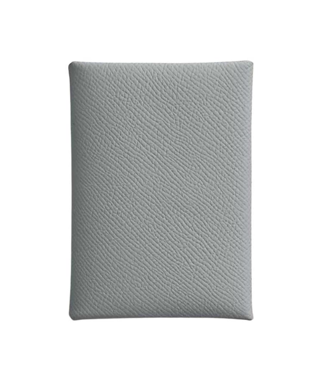 HERMES Серый кожаный кардхолдер, фото 2