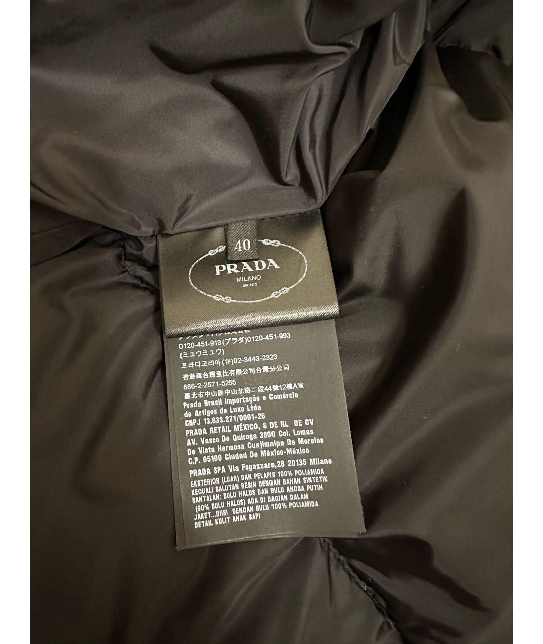 PRADA Черный полиэстеровый пуховик, фото 6