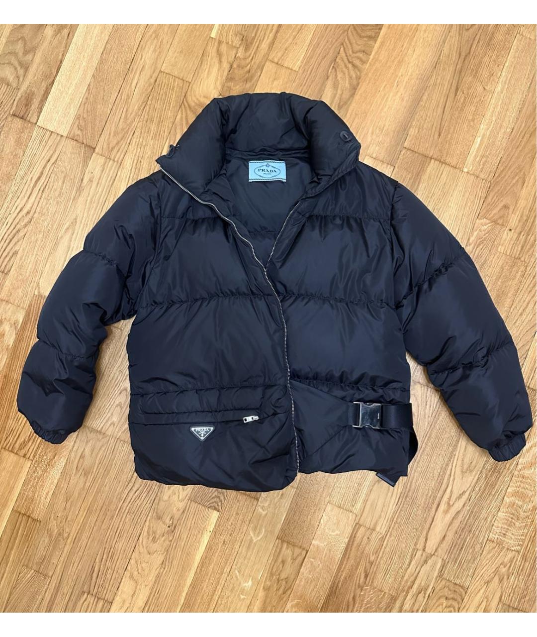 PRADA Черный полиэстеровый пуховик, фото 7