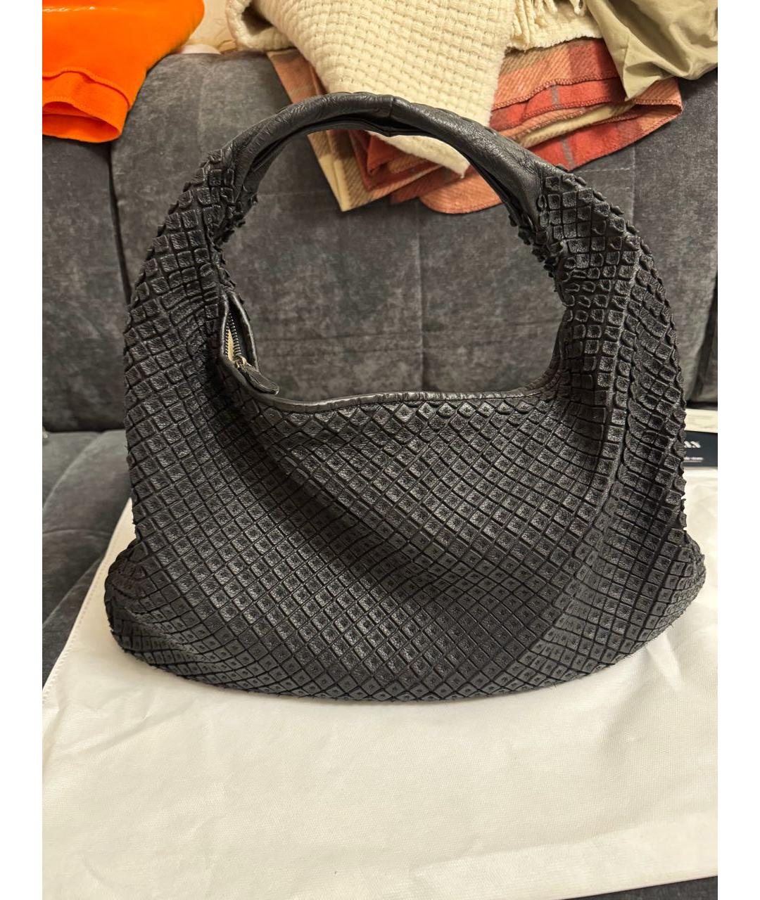 BOTTEGA VENETA Черная кожаная сумка с короткими ручками, фото 3