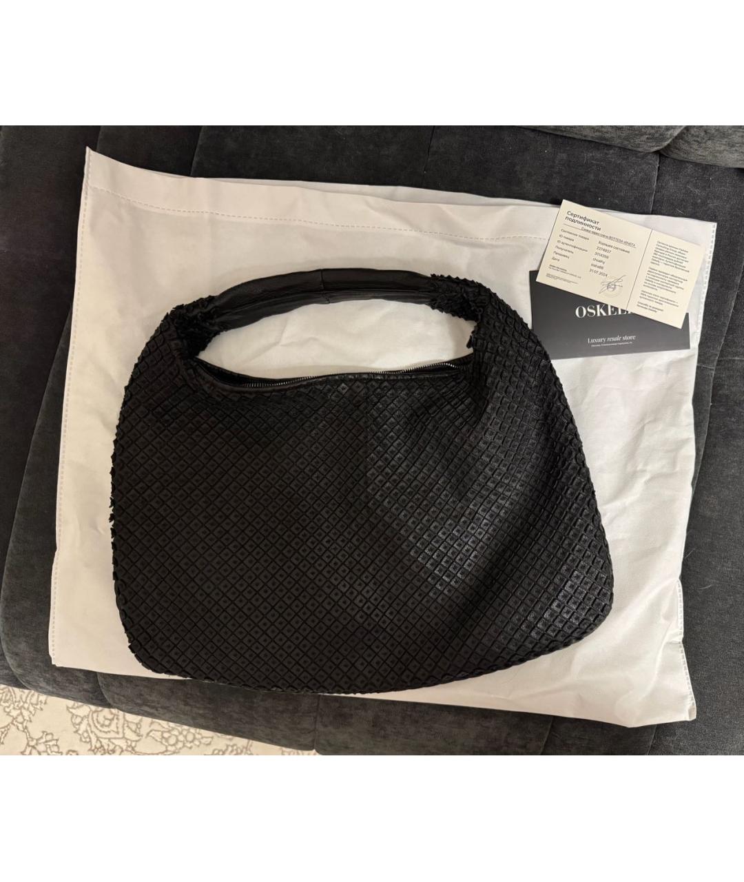 BOTTEGA VENETA Черная кожаная сумка с короткими ручками, фото 8