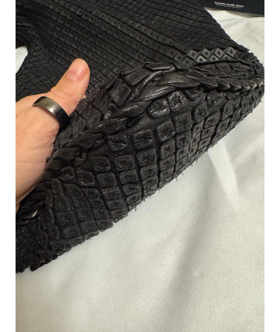 BOTTEGA VENETA Черная кожаная сумка с короткими ручками, фото 6