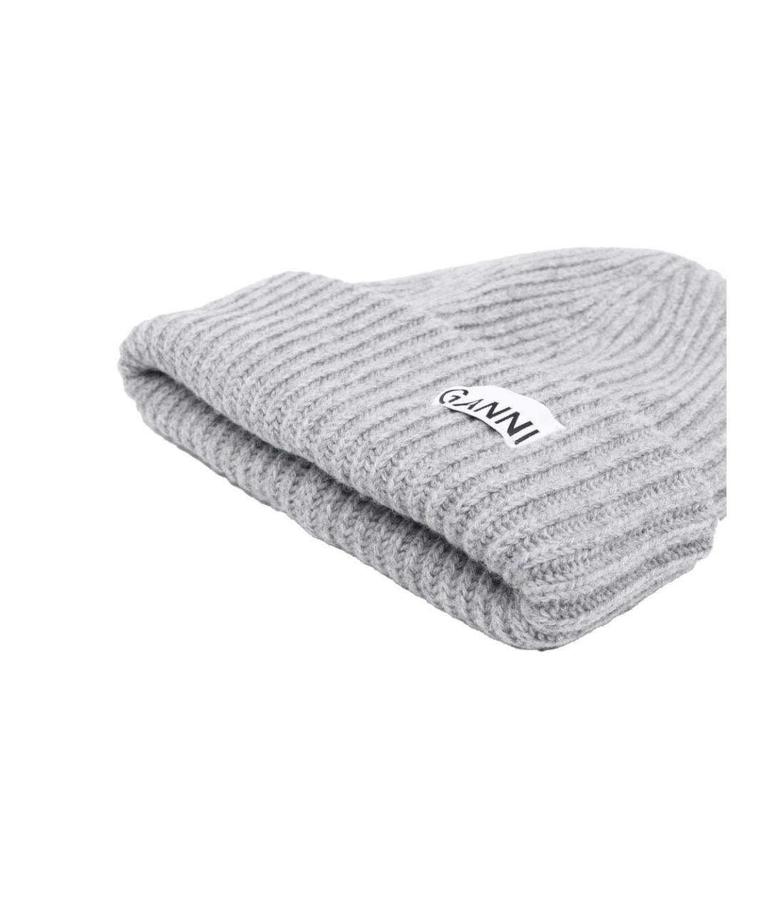 GANNI Серая шерстяная шапка, фото 2