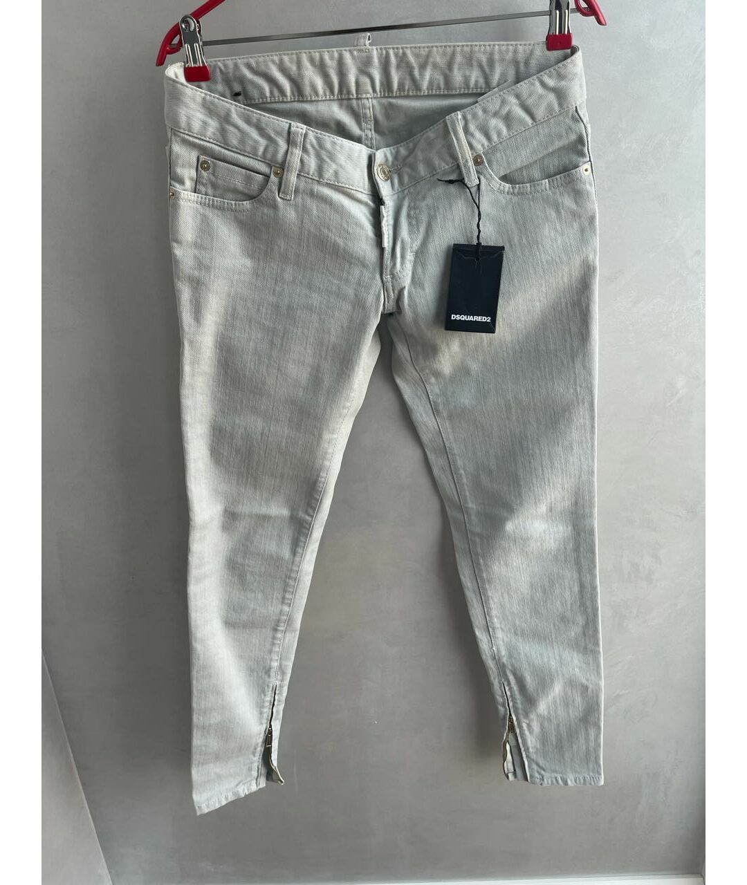 DSQUARED2 Бежевые хлопковые джинсы слим, фото 8