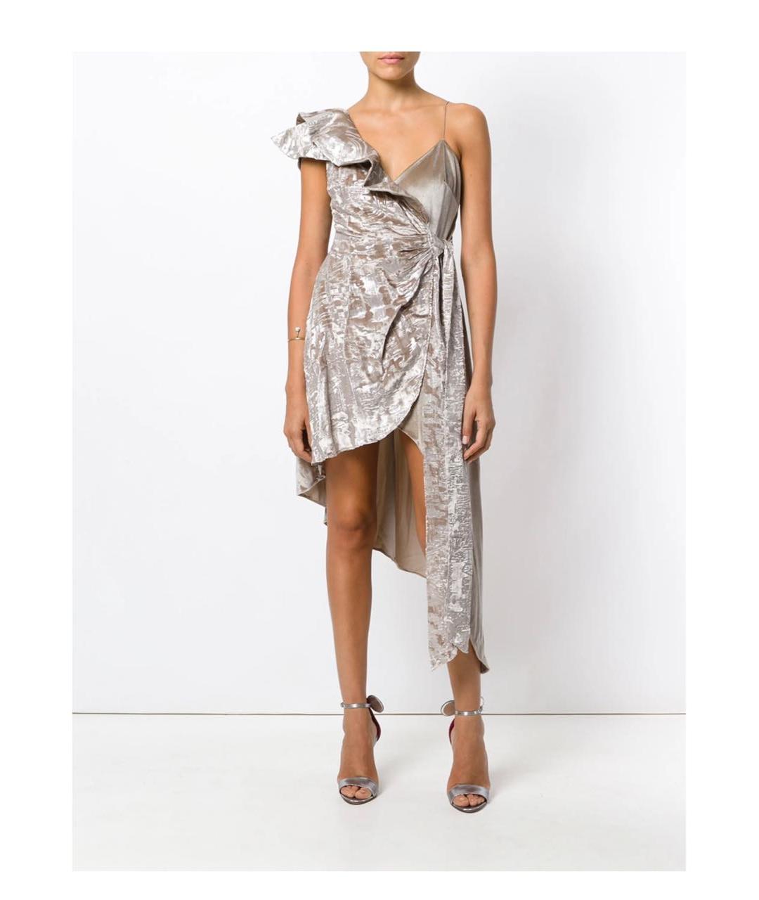 SELF-PORTRAIT Серое полиэстеровое коктейльное платье, фото 2