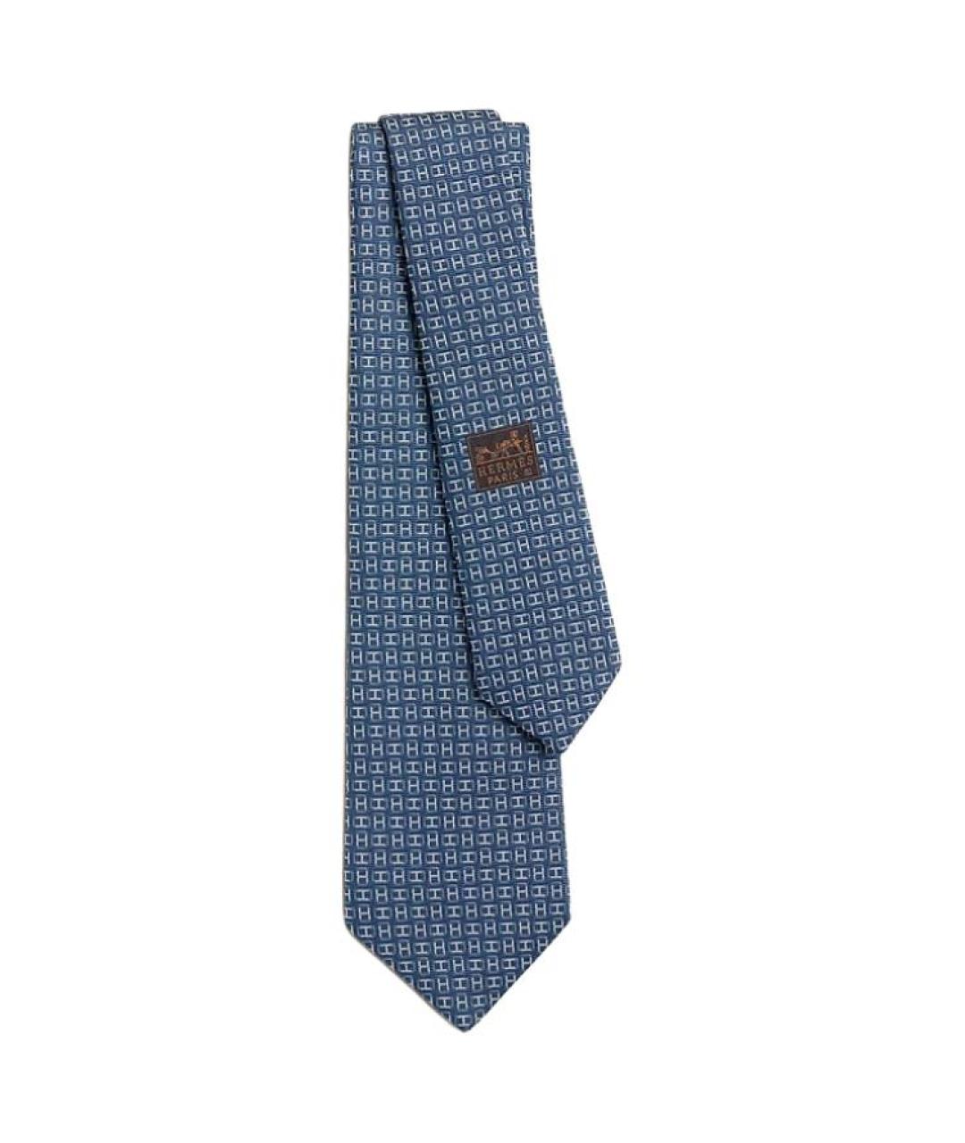 HERMES Синий шелковый галстук, фото 1