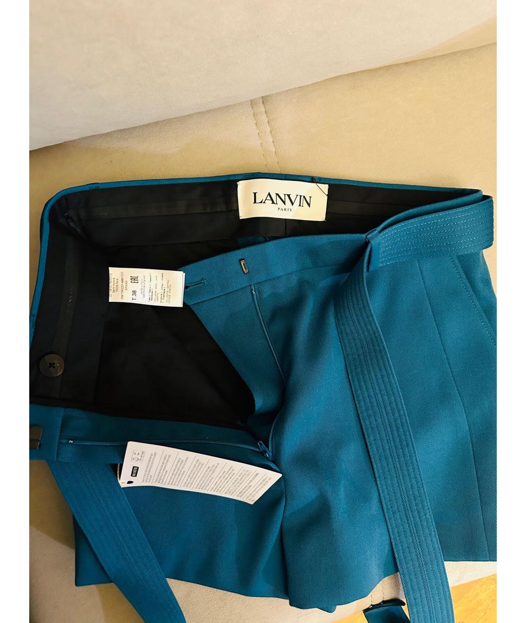 LANVIN Бирюзовые шерстяные шорты, фото 8