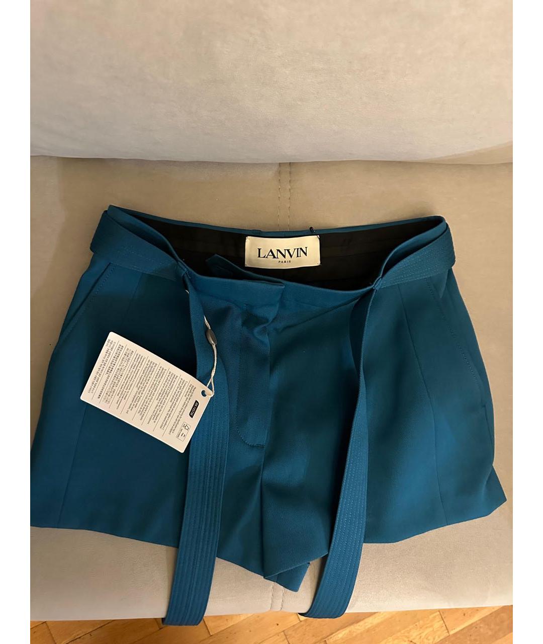 LANVIN Бирюзовые шерстяные шорты, фото 3