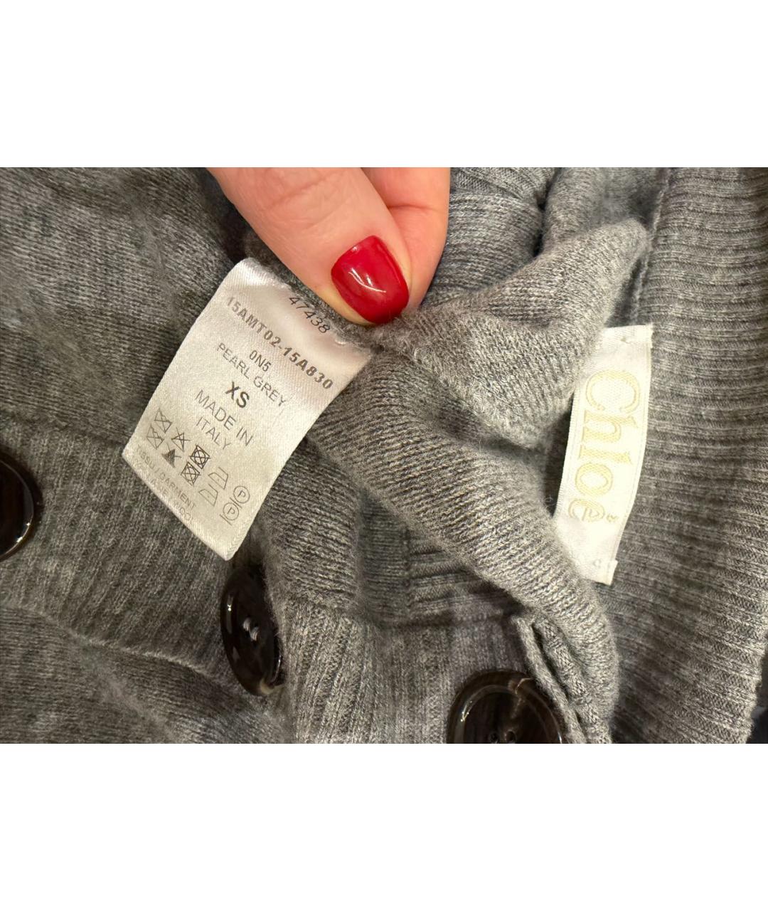 CHLOE Серые шерстяные брюки широкие, фото 3