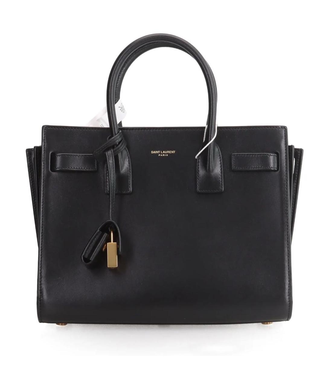 SAINT LAURENT Черная кожаная сумка с короткими ручками, фото 1