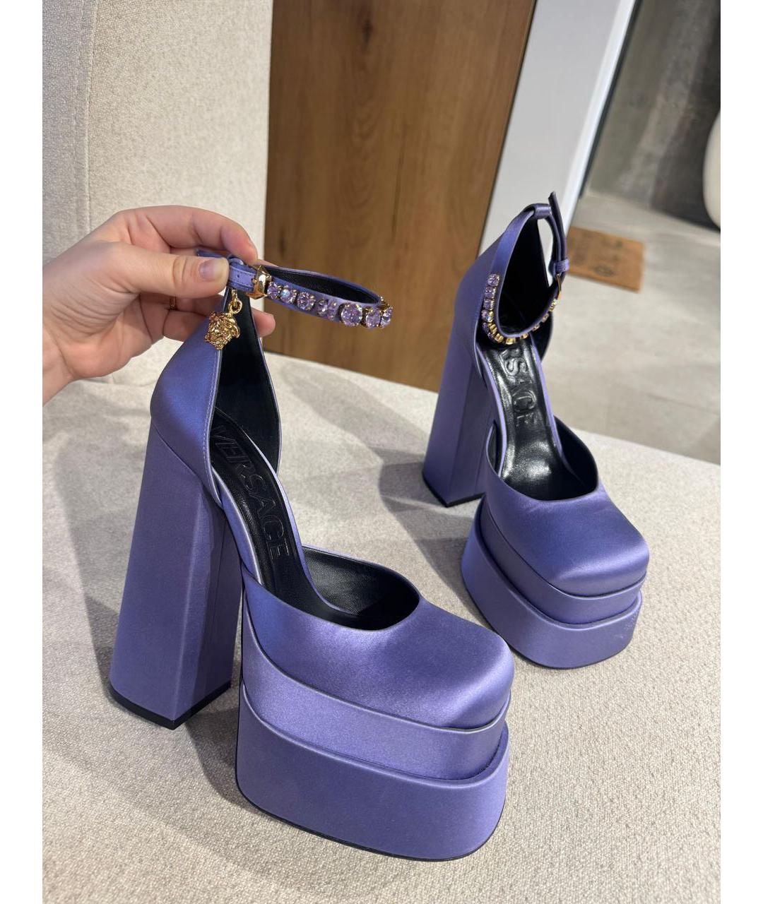 VERSACE Фиолетовые текстильные туфли, фото 3