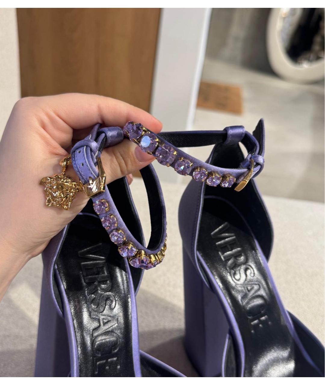 VERSACE Фиолетовые текстильные туфли, фото 2