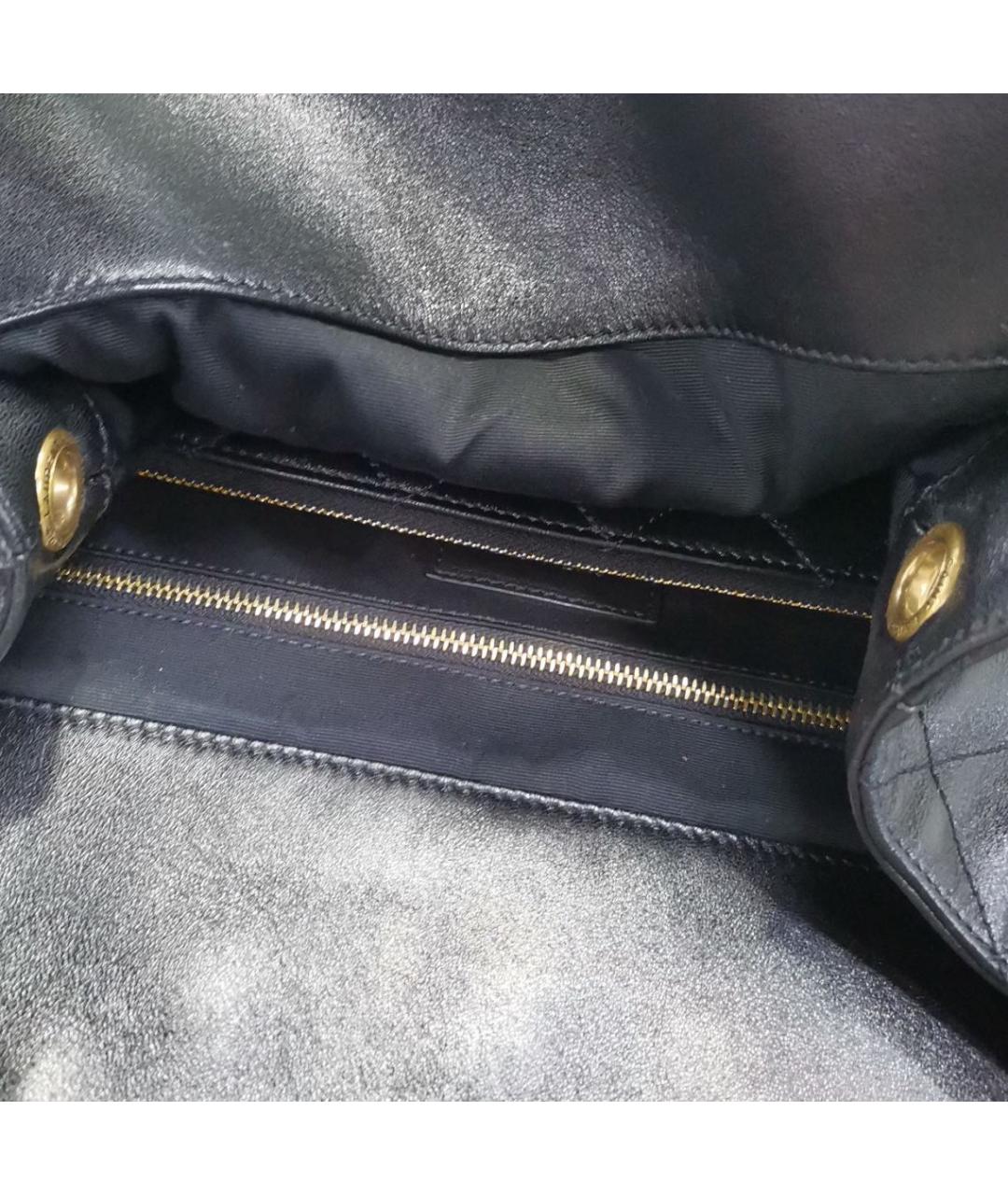 SAINT LAURENT Черная кожаная сумка с короткими ручками, фото 7