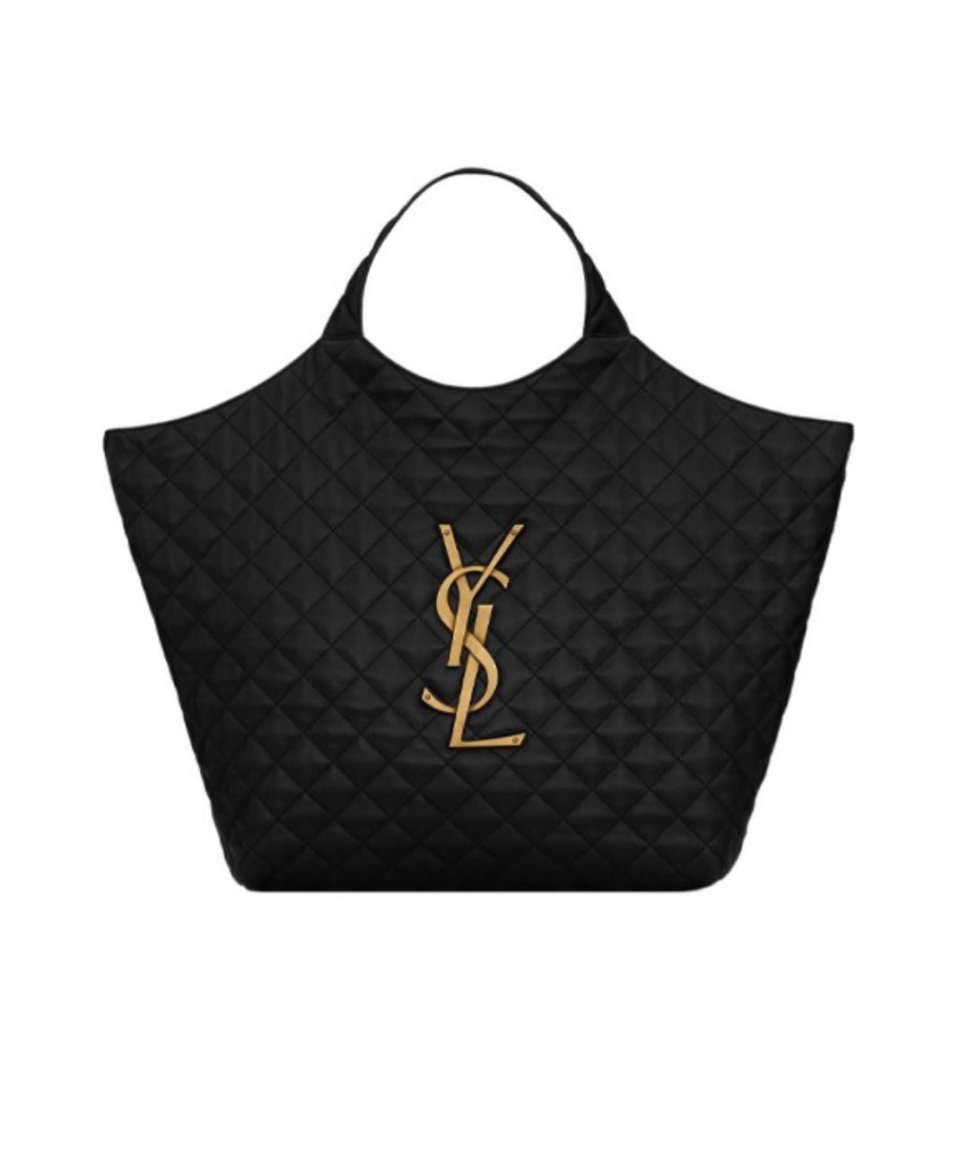 SAINT LAURENT Черная кожаная сумка с короткими ручками, фото 1