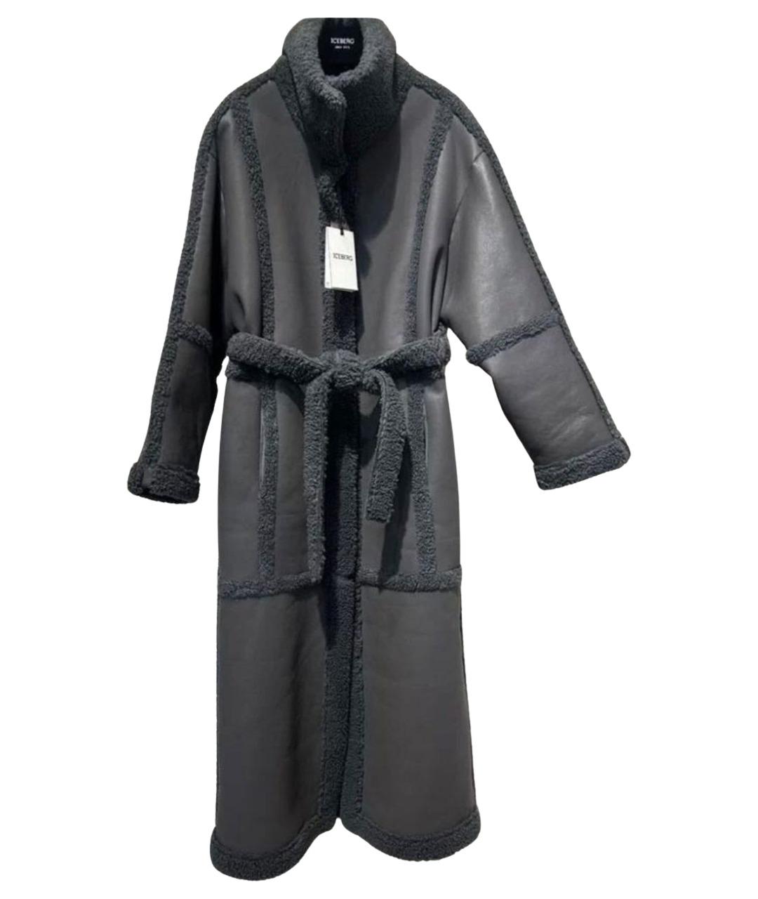 ICEBERG Антрацитовая полиэстеровая дубленка, фото 1