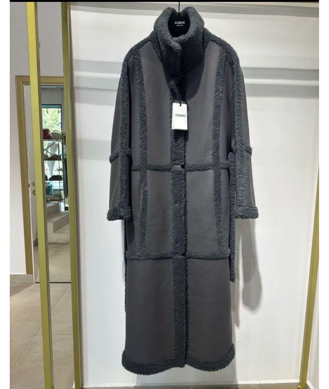 ICEBERG Антрацитовая полиэстеровая дубленка, фото 6