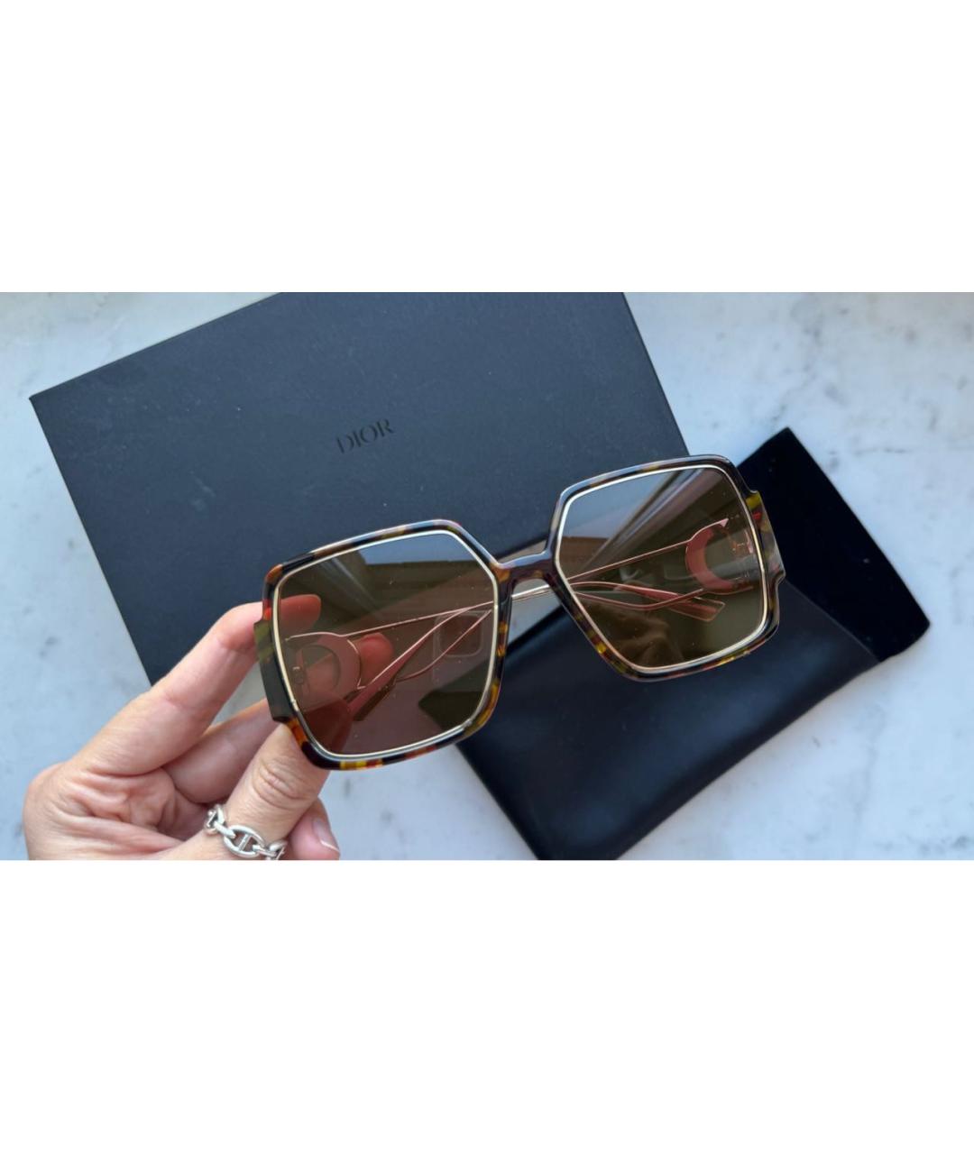 CHRISTIAN DIOR Коричневые пластиковые солнцезащитные очки, фото 2