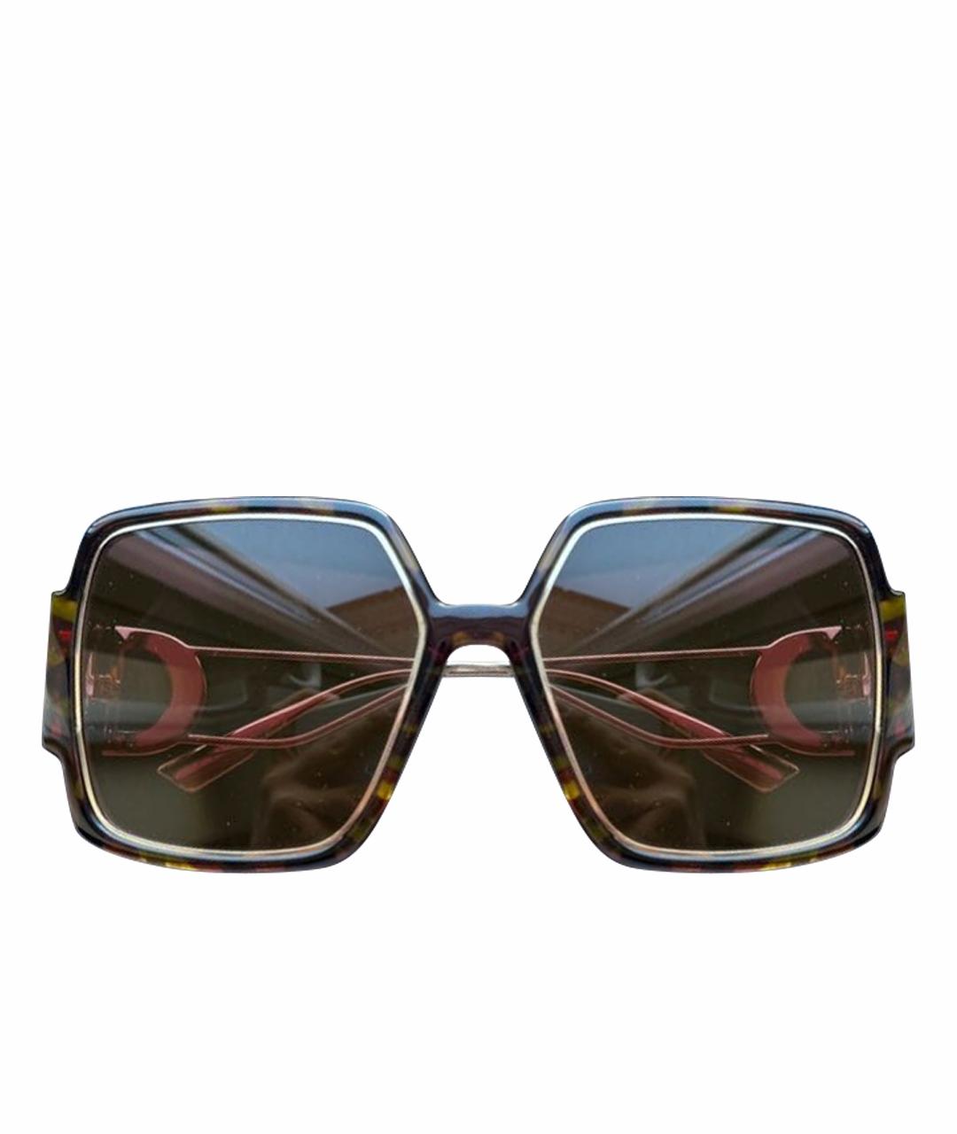 CHRISTIAN DIOR Коричневые пластиковые солнцезащитные очки, фото 1