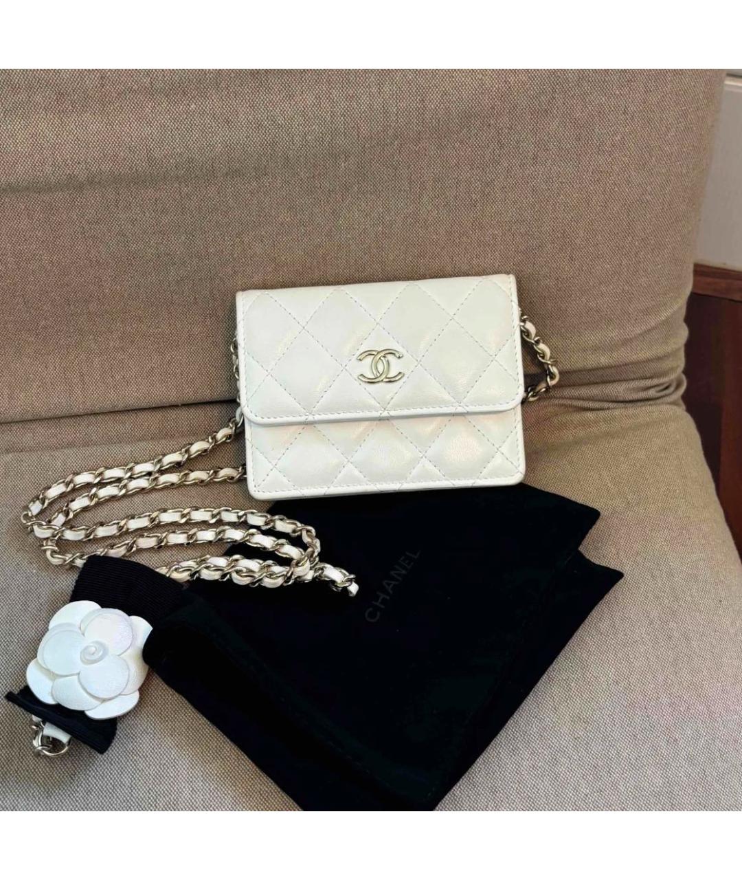 CHANEL Белая кожаная сумка через плечо, фото 7