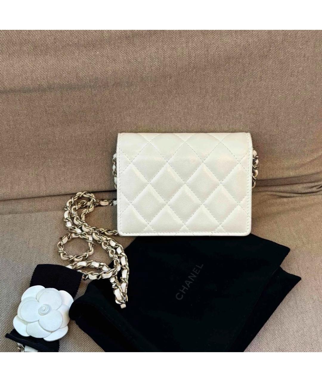 CHANEL Белая кожаная сумка через плечо, фото 2