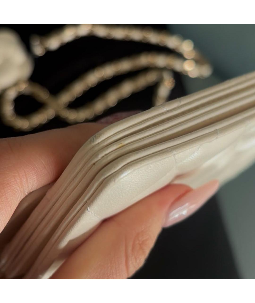 CHANEL Белая кожаная сумка через плечо, фото 6