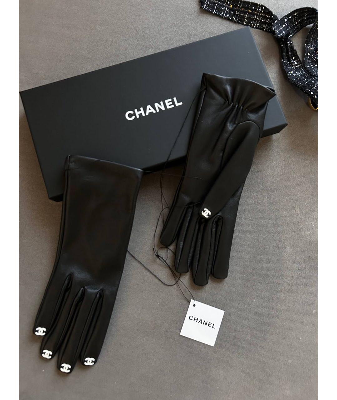 CHANEL Черные кожаные перчатки, фото 3