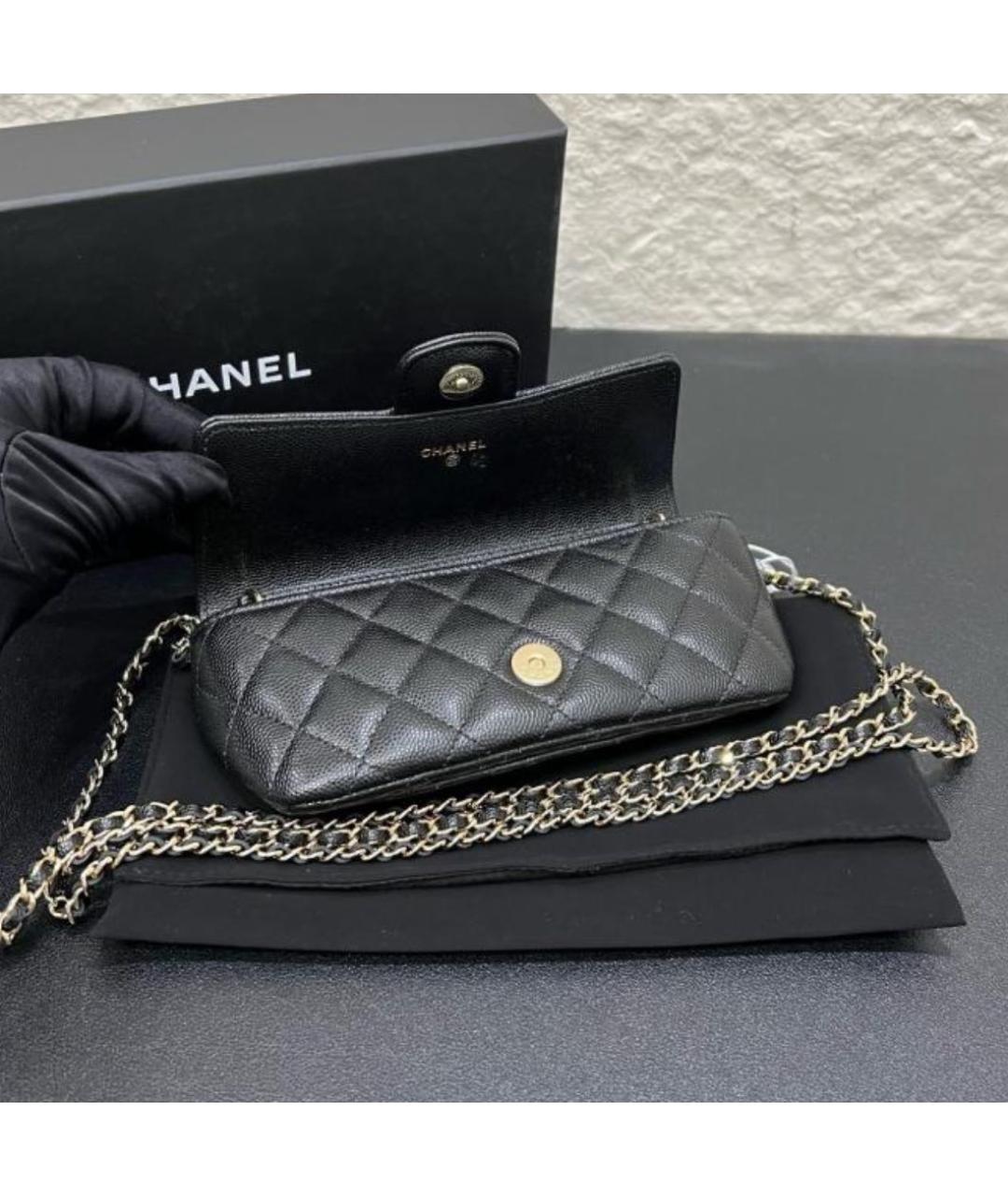 CHANEL Черная кожаная сумка через плечо, фото 6