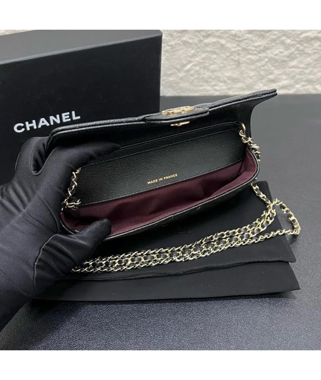 CHANEL Черная кожаная сумка через плечо, фото 7