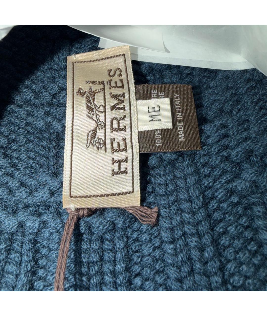 HERMES Темно-синяя кашемировая шапка, фото 3