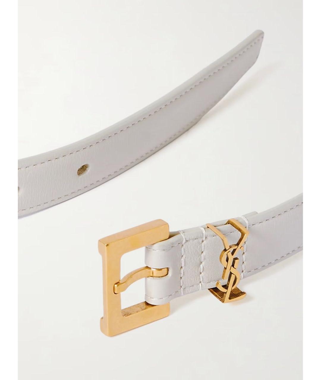 SAINT LAURENT Белый кожаный ремень, фото 2