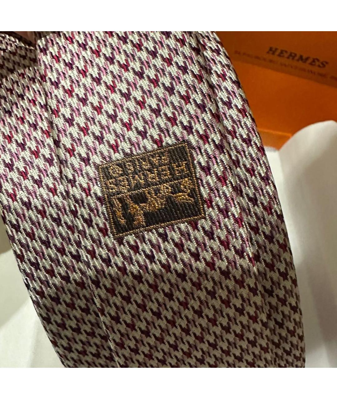 HERMES Коричневый шелковый галстук, фото 2