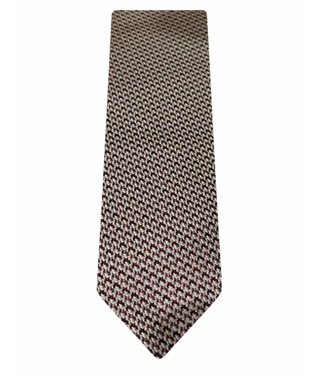 HERMES Коричневый шелковый галстук, фото 1