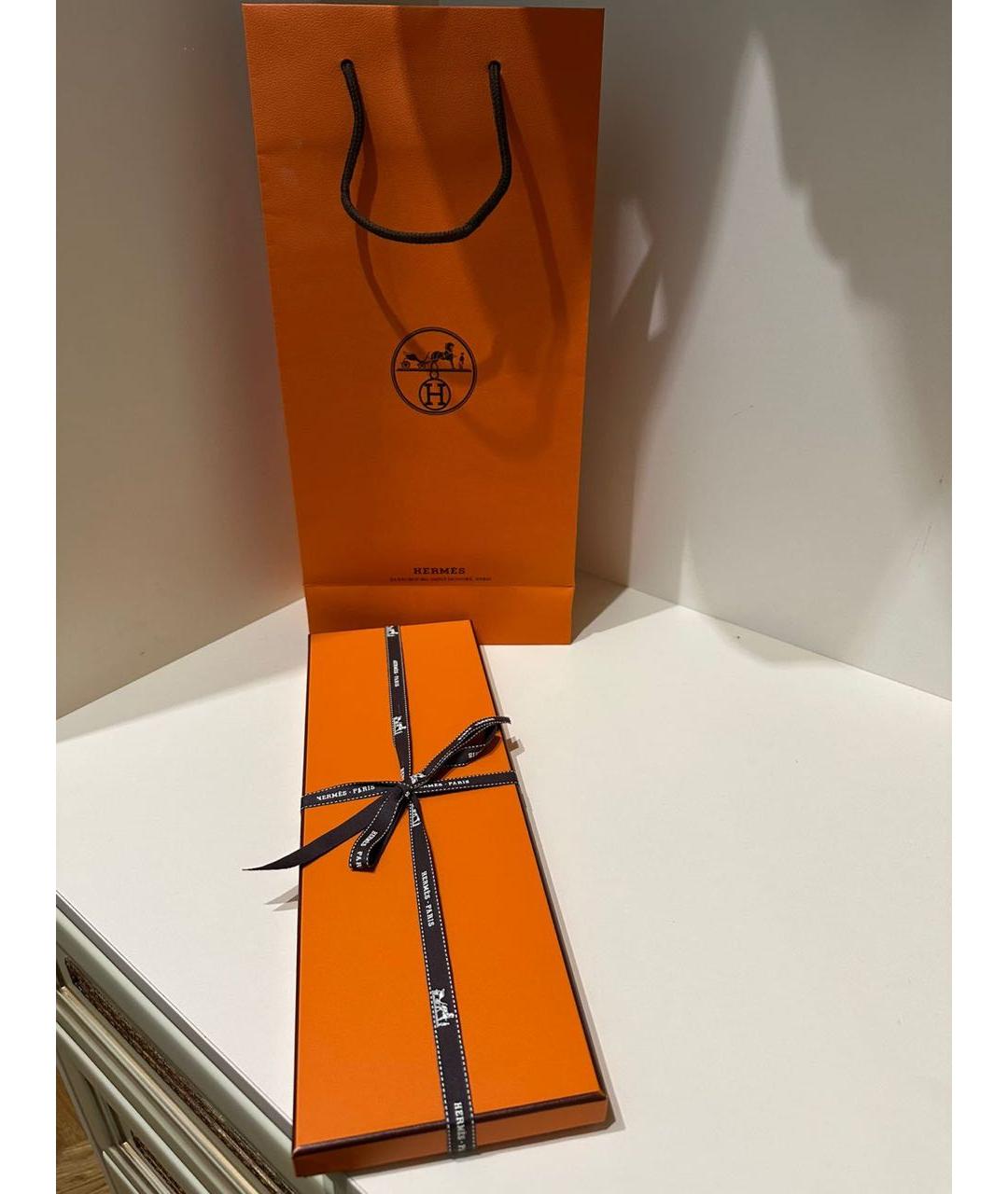 HERMES Коричневый шелковый галстук, фото 5