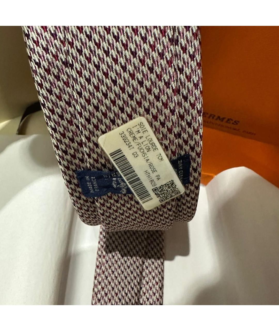 HERMES Коричневый шелковый галстук, фото 3