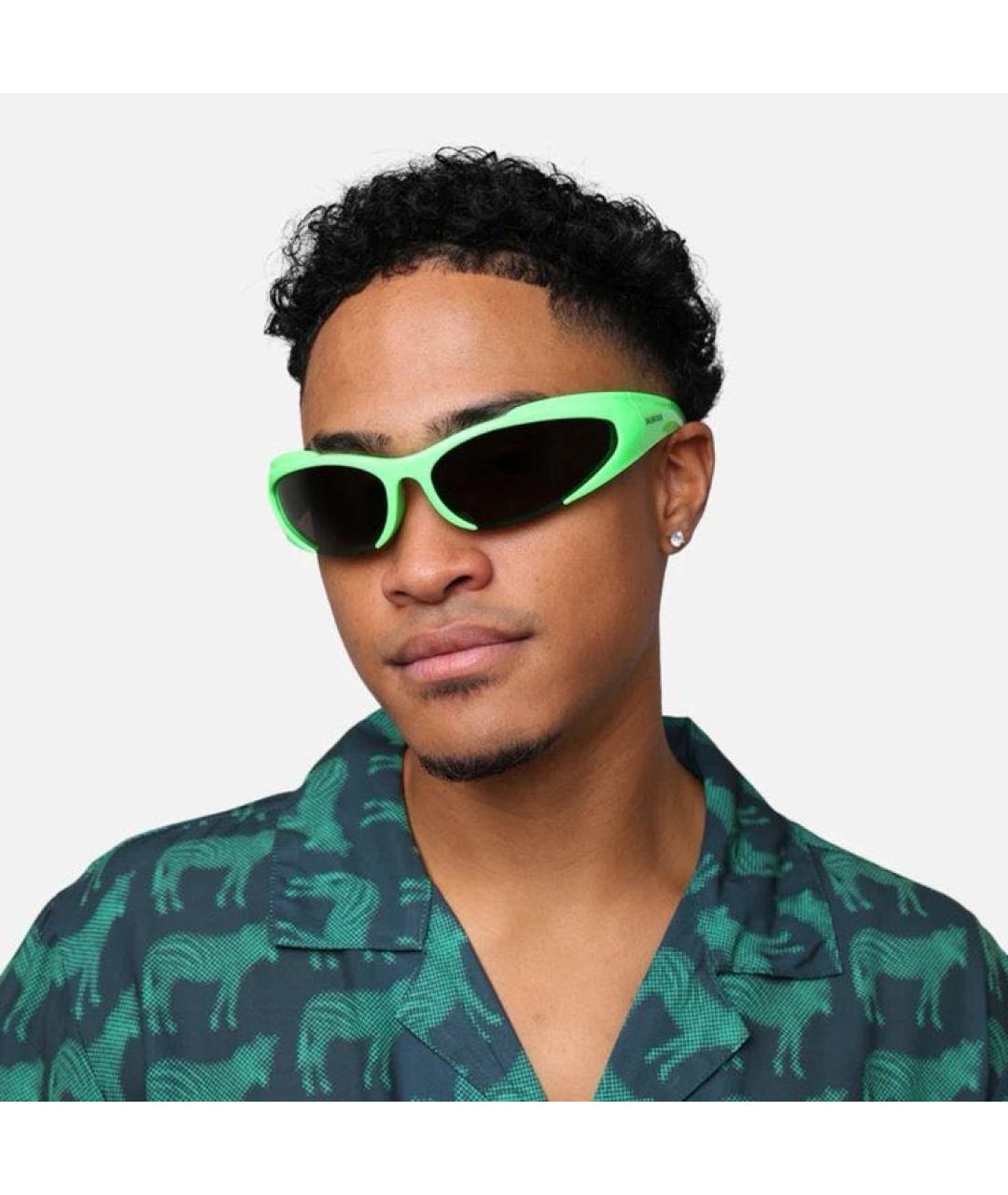 BALENCIAGA Зеленые пластиковые солнцезащитные очки, фото 7