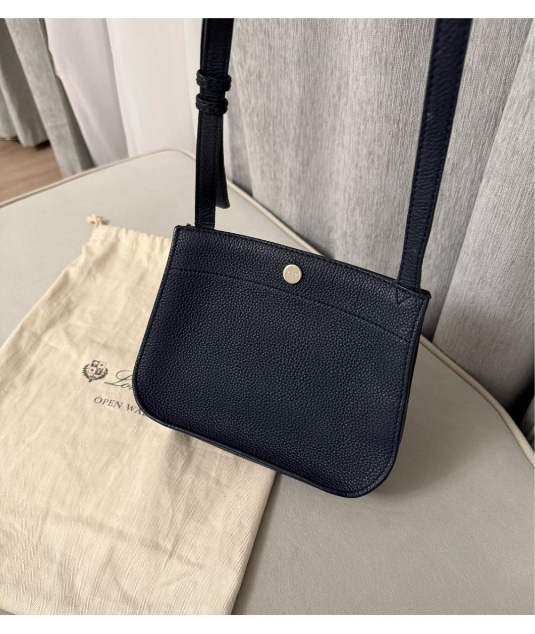 LORO PIANA Синяя кожаная сумка через плечо, фото 2