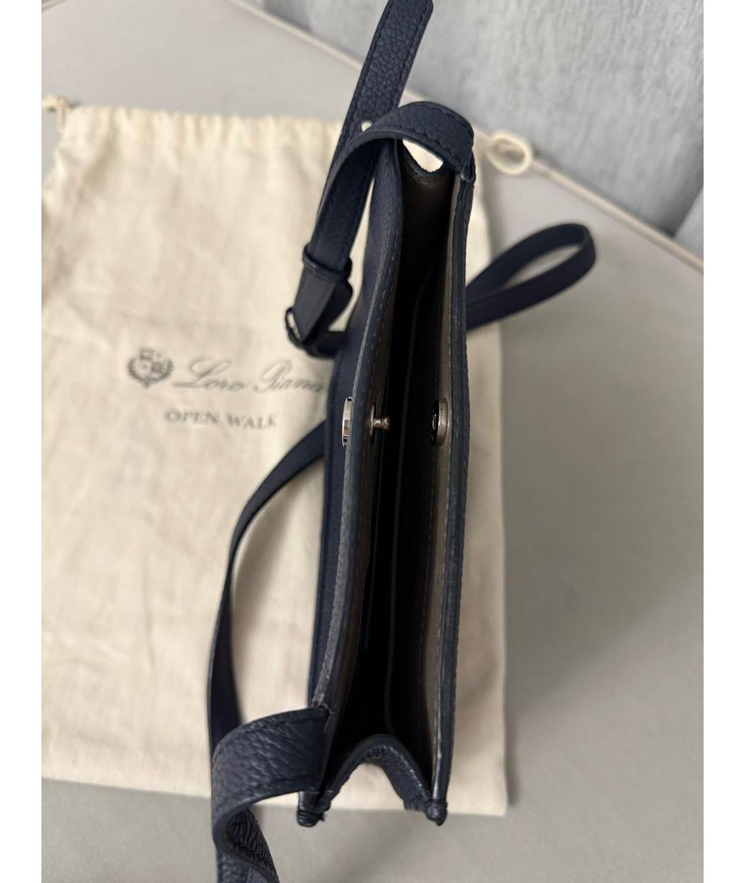 LORO PIANA Синяя кожаная сумка через плечо, фото 4