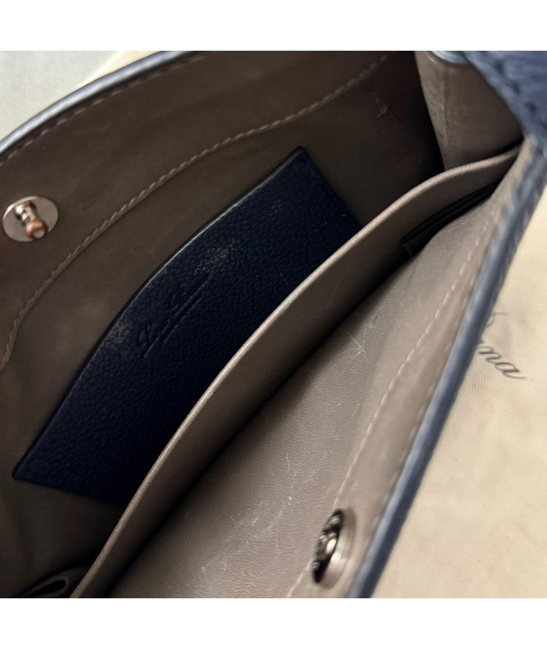 LORO PIANA Синяя кожаная сумка через плечо, фото 8