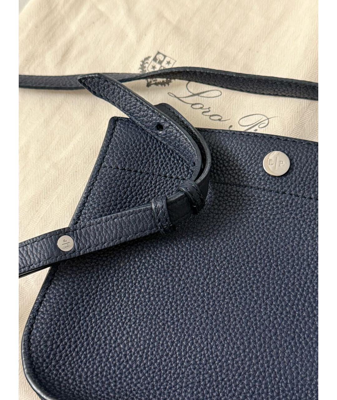 LORO PIANA Синяя кожаная сумка через плечо, фото 5