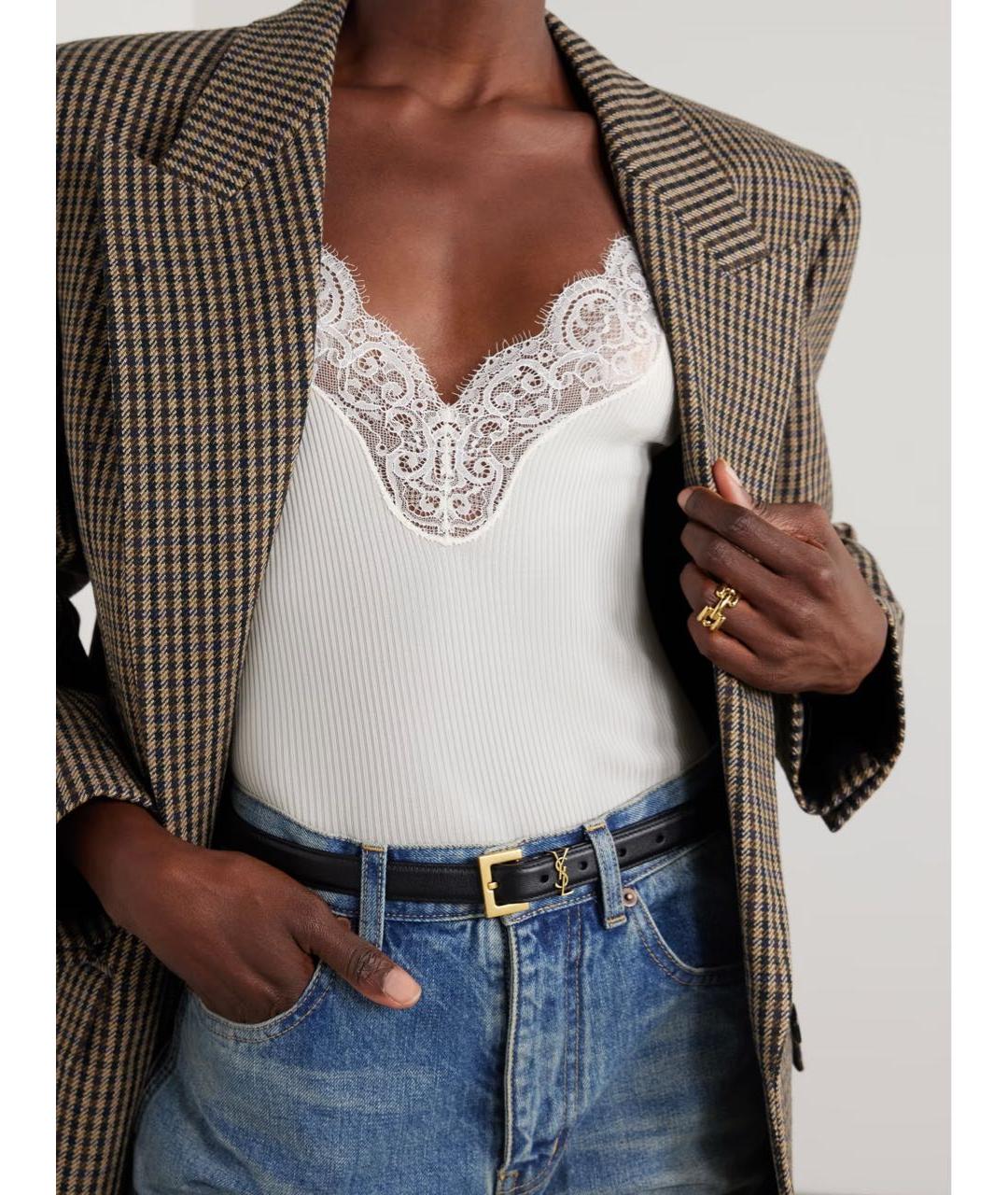 SAINT LAURENT Черный кожаный ремень, фото 3