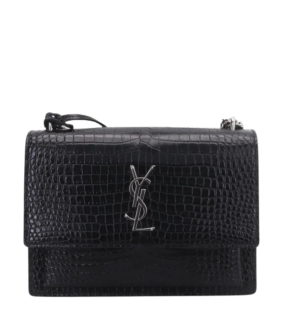 SAINT LAURENT Черная кожаная сумка через плечо, фото 1