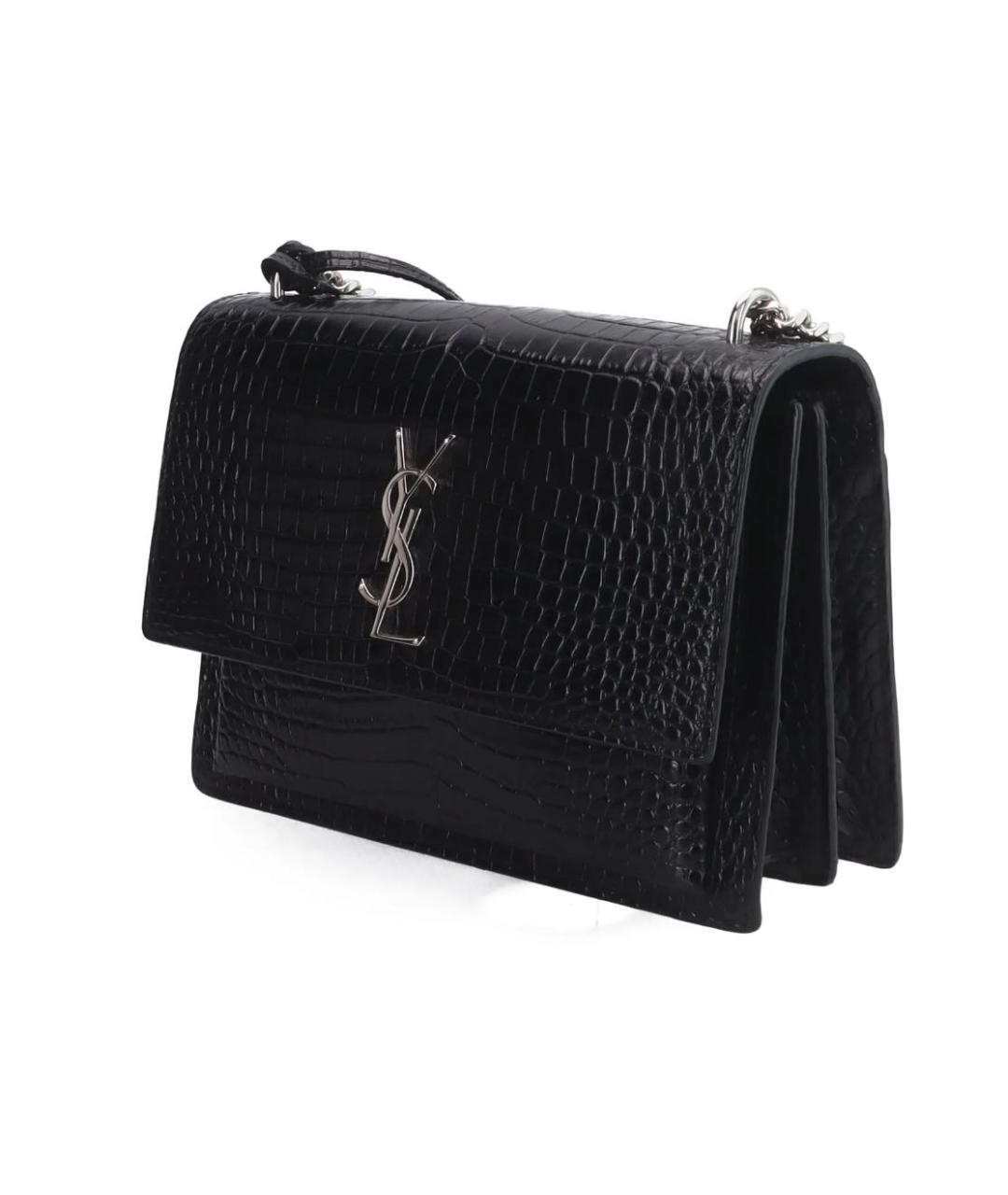 SAINT LAURENT Черная кожаная сумка через плечо, фото 2