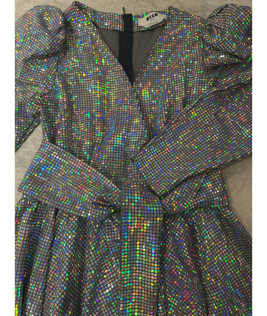 MSGM Серебряное полиамидовое коктейльное платье, фото 3