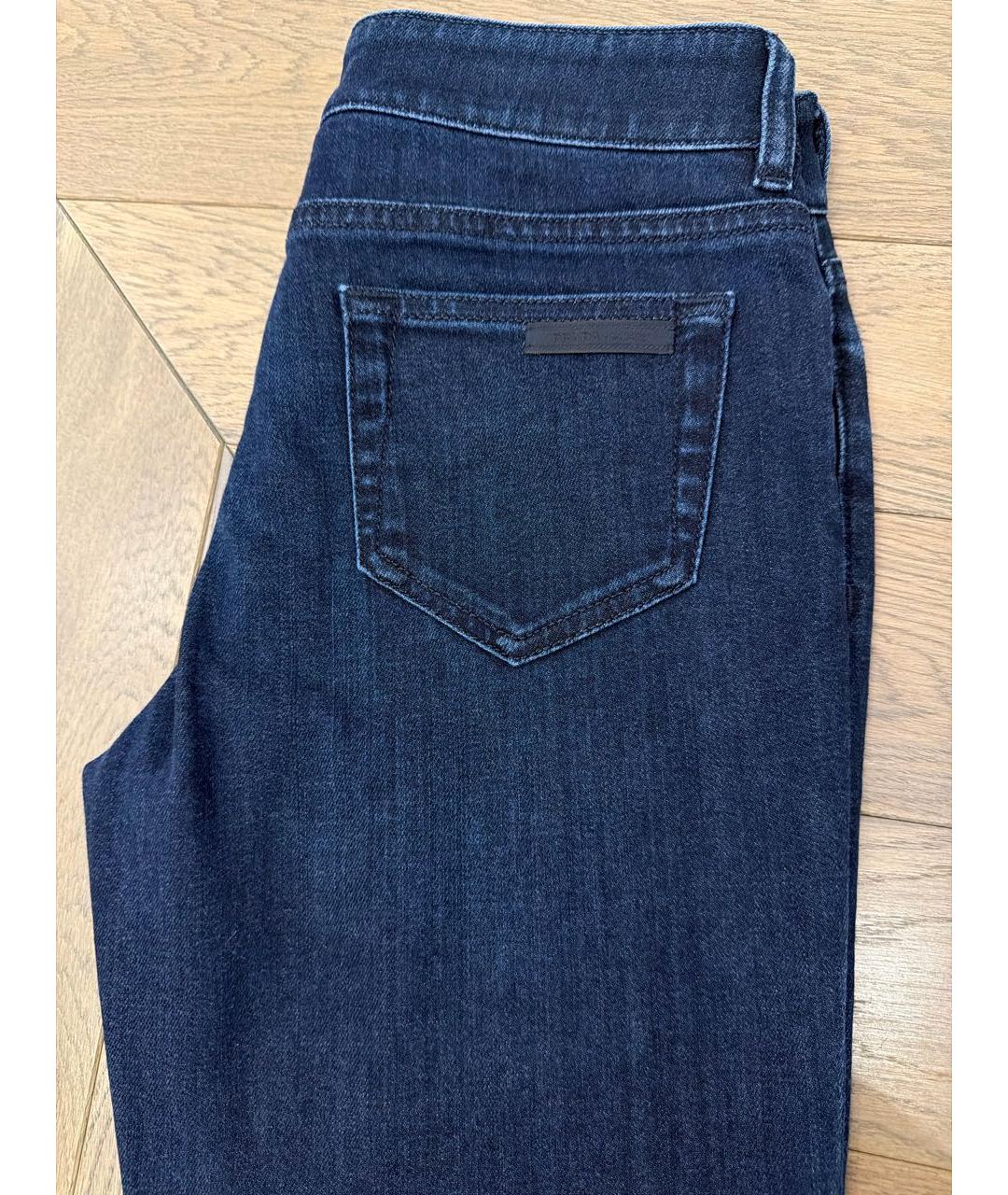 PRADA Темно-синие хлопко-эластановые прямые джинсы, фото 3